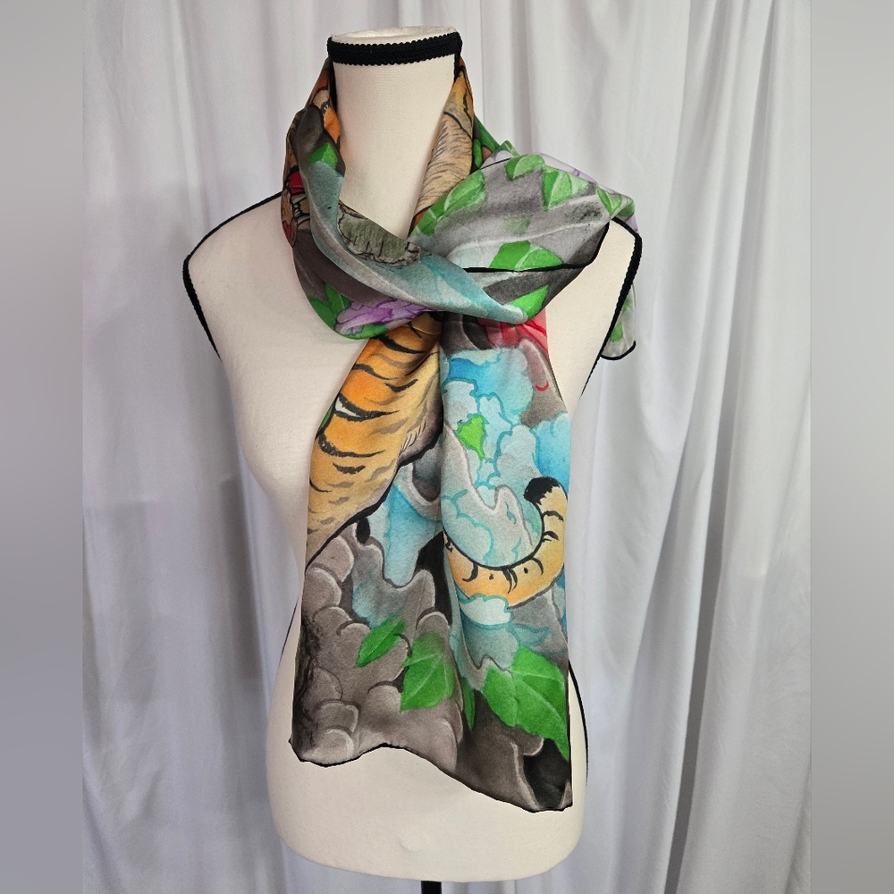 Ghegus Vibrant Artistic Silk Tiger Trendy Scarf